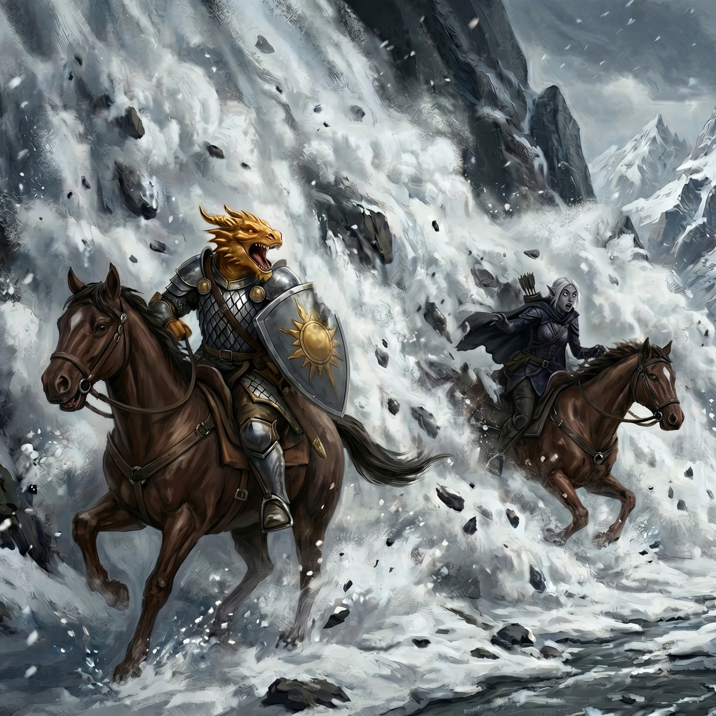 Therin and Vornesh are overcome by an avalanche